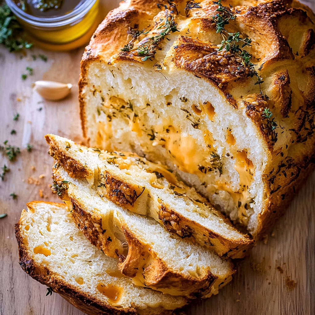 Soft Garlic Herb Cheddar Cheese Bread