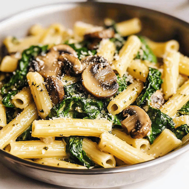 Spinach Mushroom Pasta in a creamy sauce