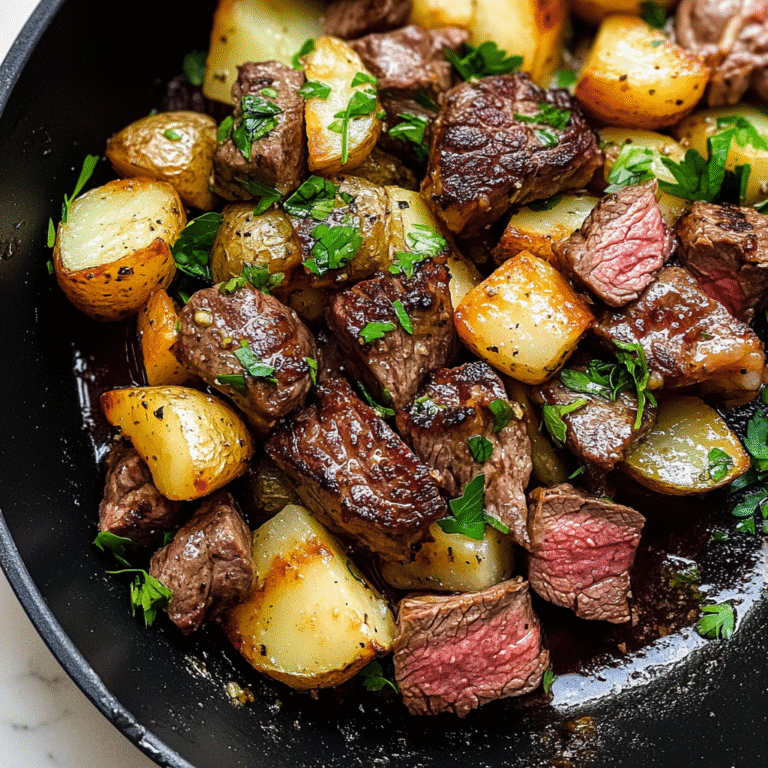 Garlic Butter Steak Bites and Potatoes Recipe