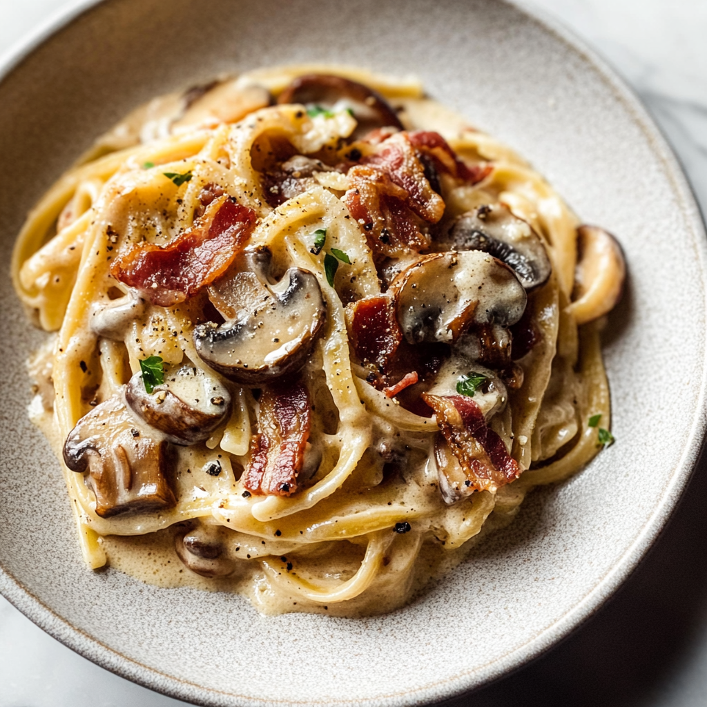 Creamy Bacon Mushroom Pasta