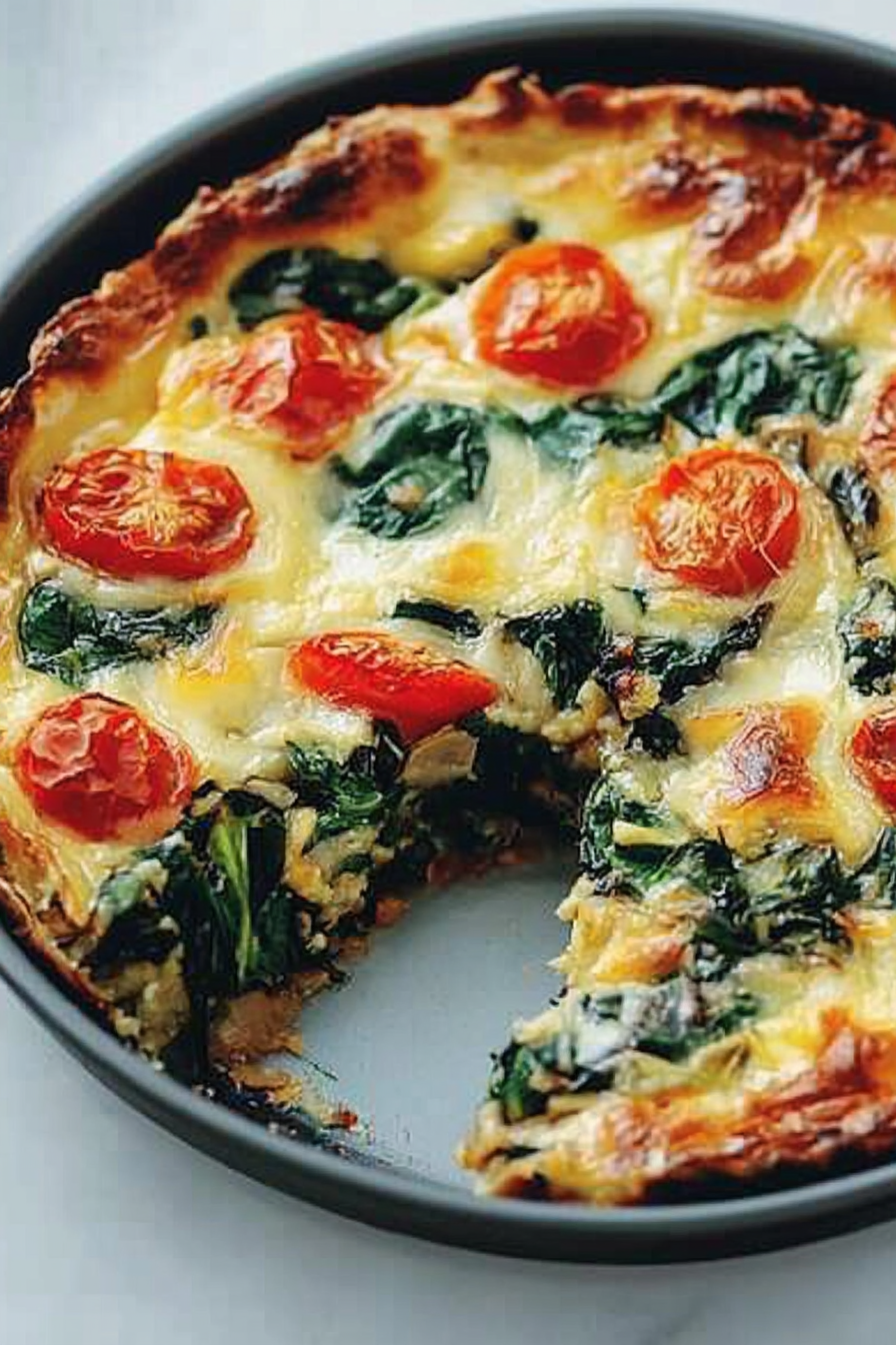 Hashbrown Spinach Tomato Feta Pie Recipe