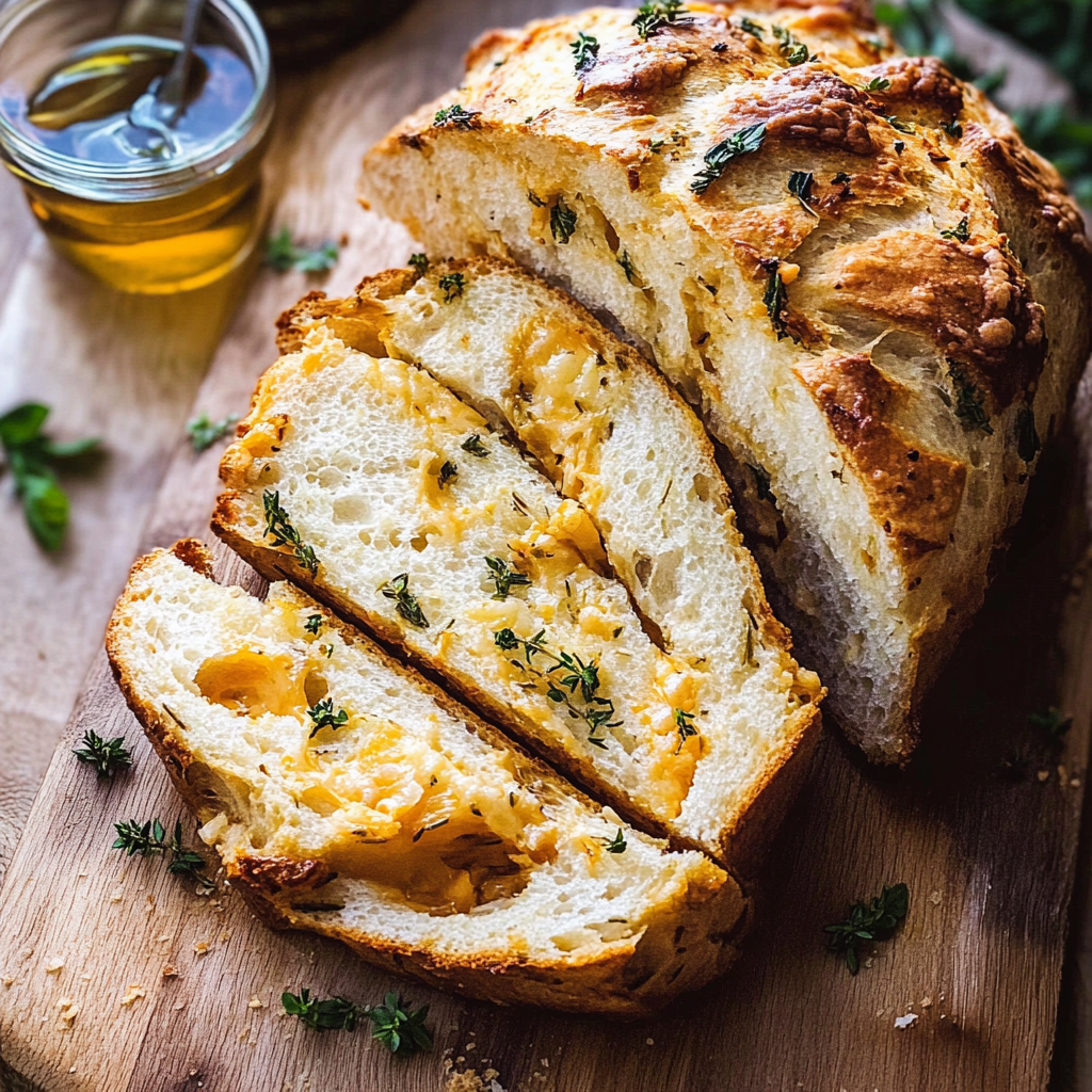 Soft Garlic Herb Cheddar Cheese Bread