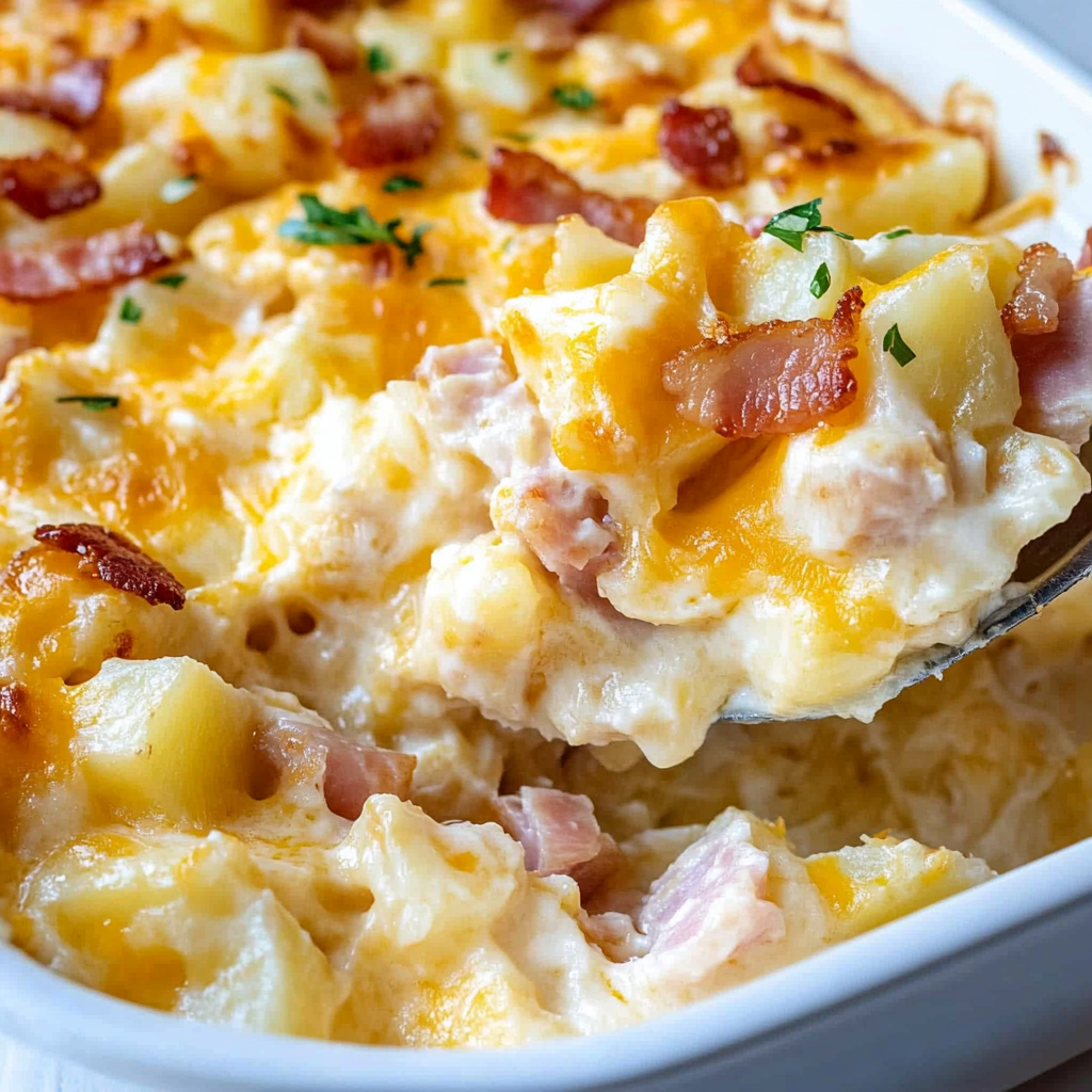 Ham & Bacon Cheesy Potatoes Recipe