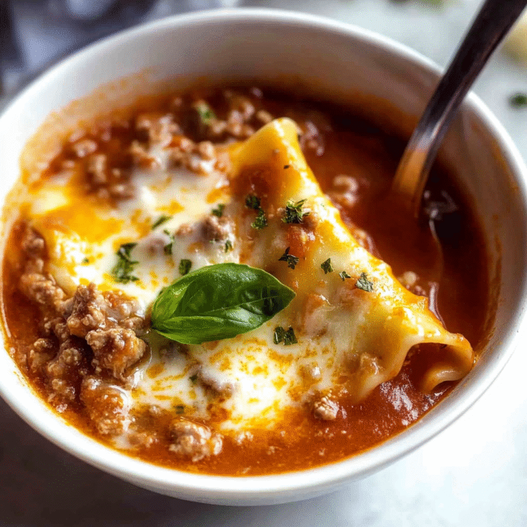 Lasagna Soup in a Bowl with Cheese
