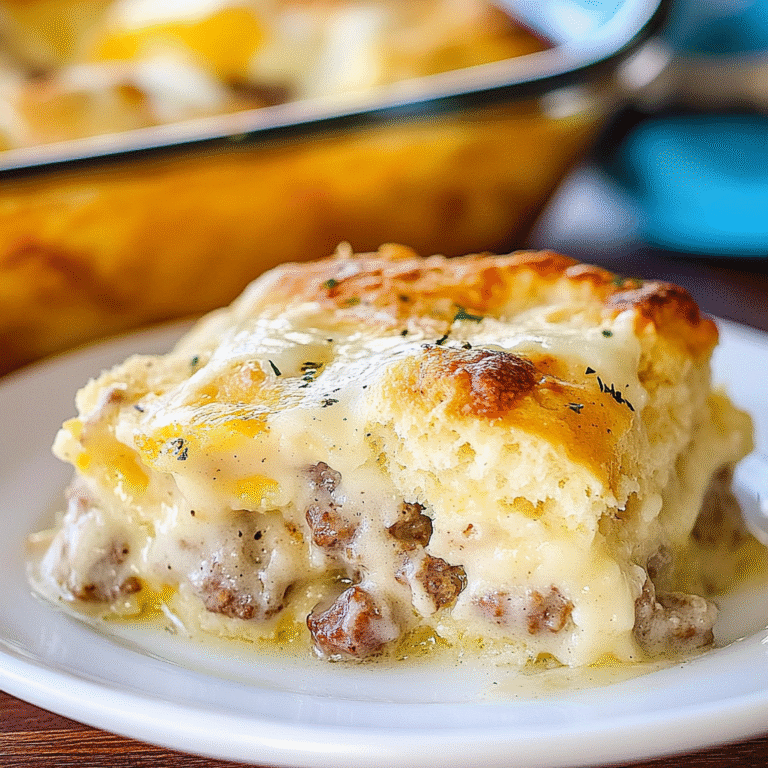 Biscuits and Gravy Casserole with Sausage and Eggs Recipe