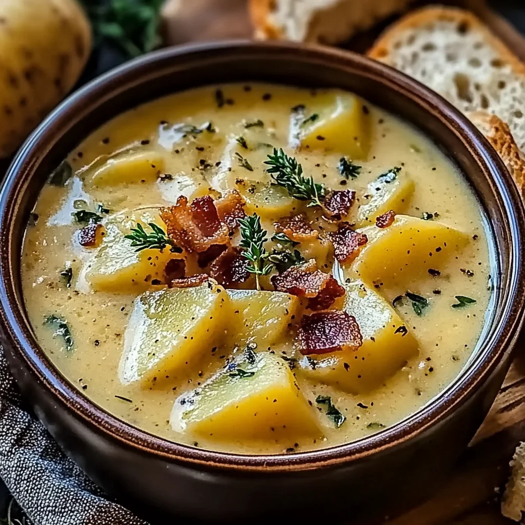 Hearty Cheddar Garlic Herb Potato Soup Recipe