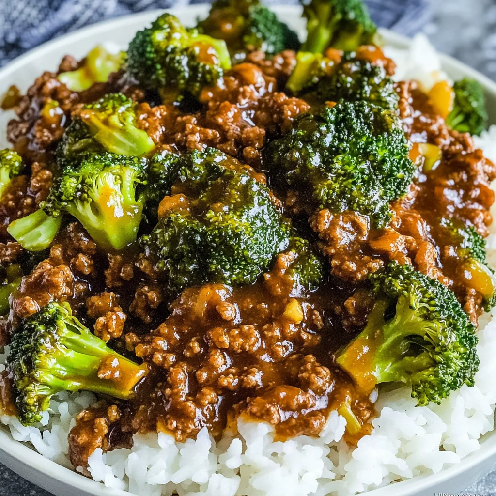 Honey Garlic Ground Beef and Broccoli