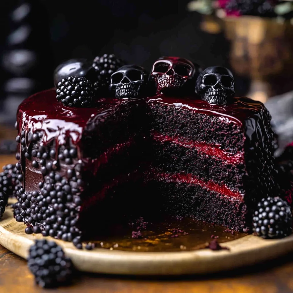Spooky Black Velvet Halloween Cake