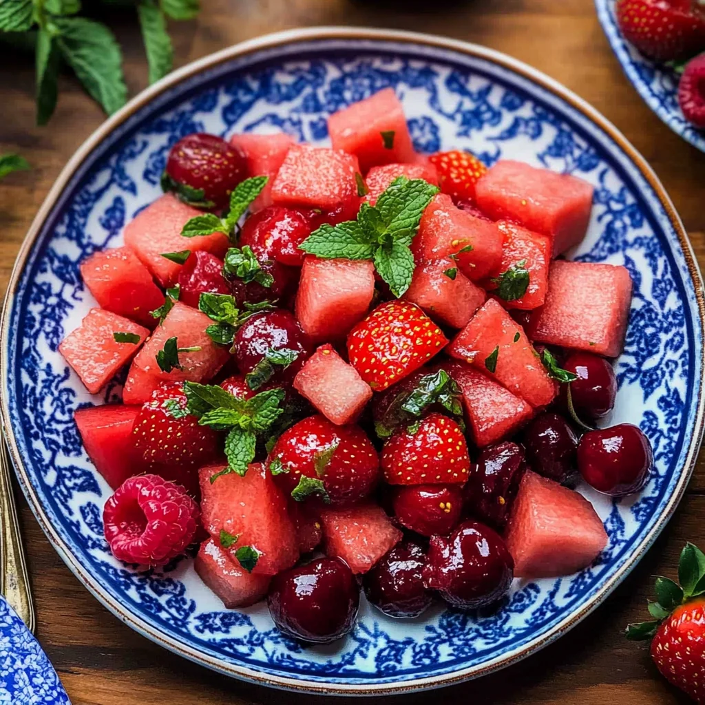 Watermelon Fruit Salad with Lime Mint Dressing