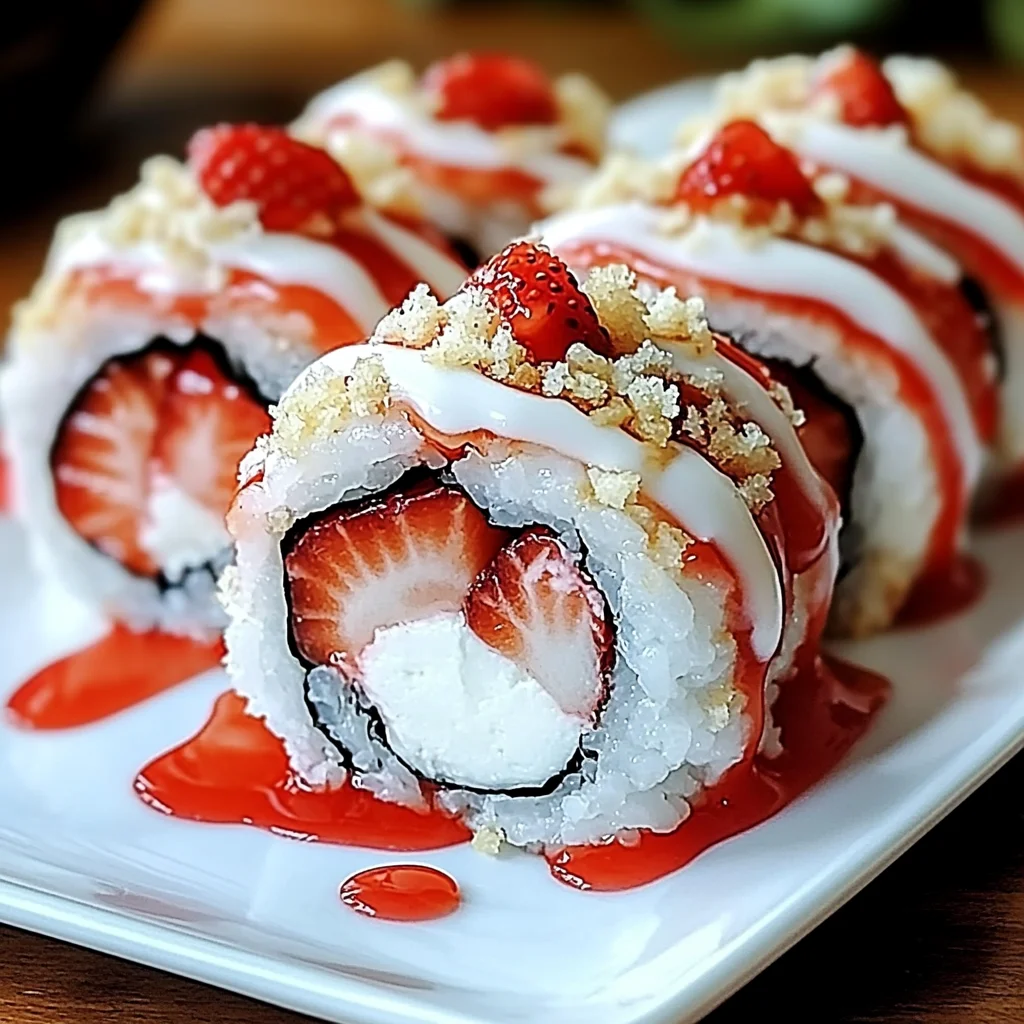 Creative & Cute Strawberry Shortcake Sushi Roll Dessert Recipe