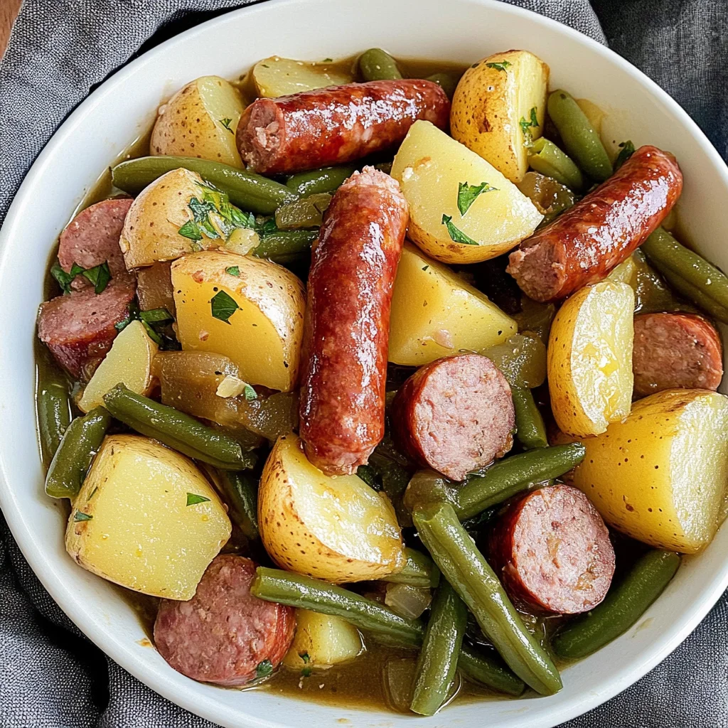 Crockpot Sausage, Potatoes And Green Beans