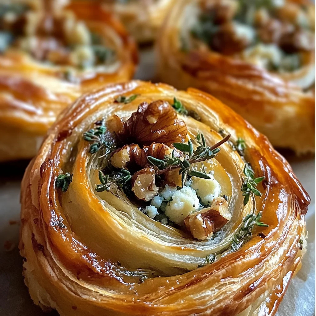 Blue Cheese Walnut Thyme Puff Pastry Twirl Recipe