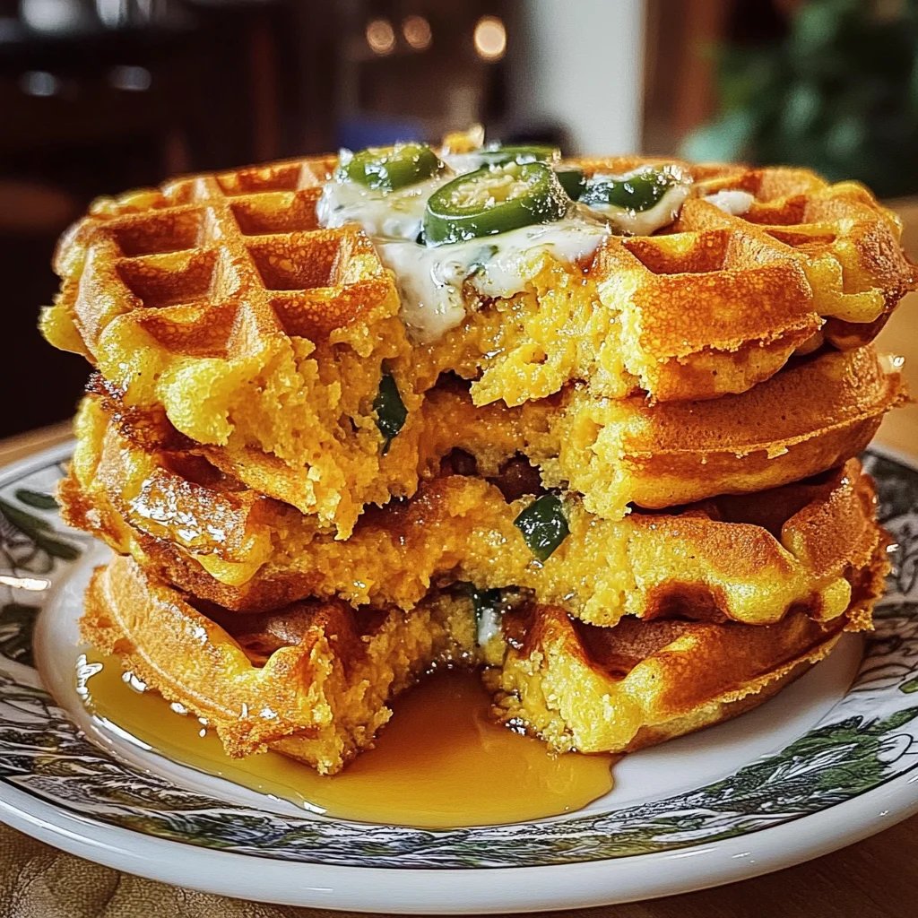 Cheddar Jalapeño Cornbread Waffles
