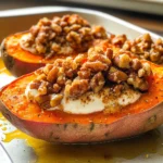 Maple Walnut Twice Baked Sweet Potato Skins