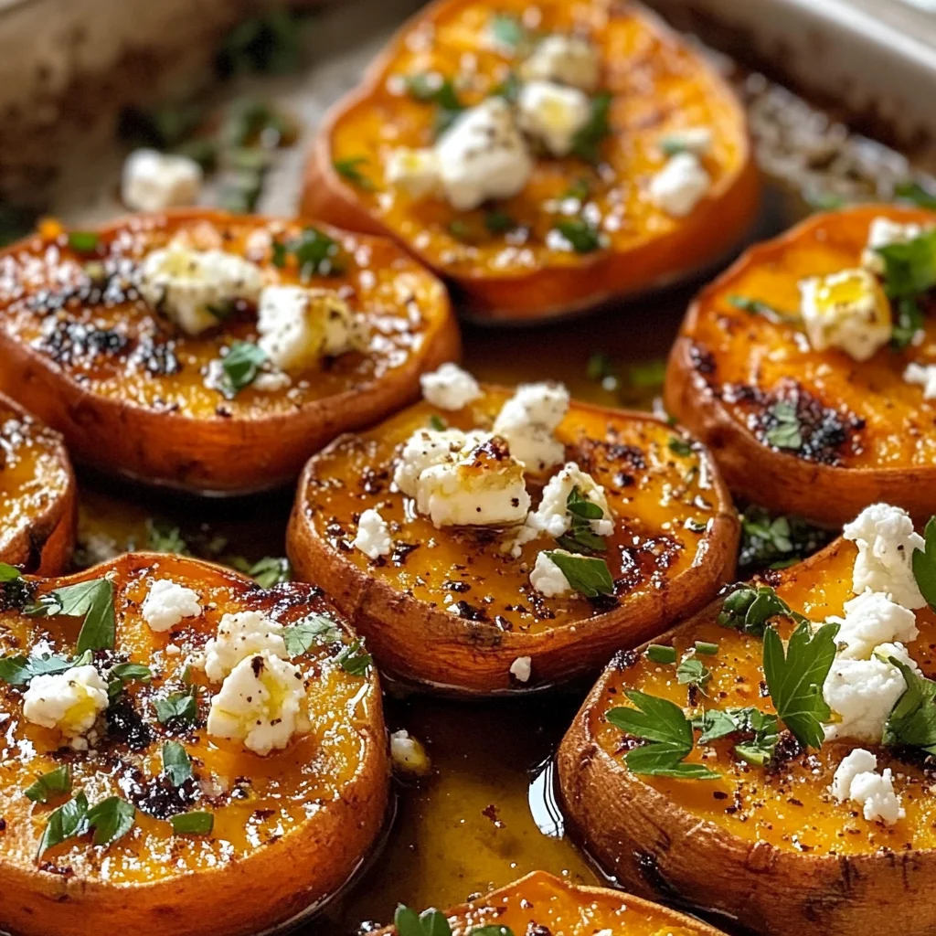 Roasted Sweet Potato Rounds with Honey & Feta