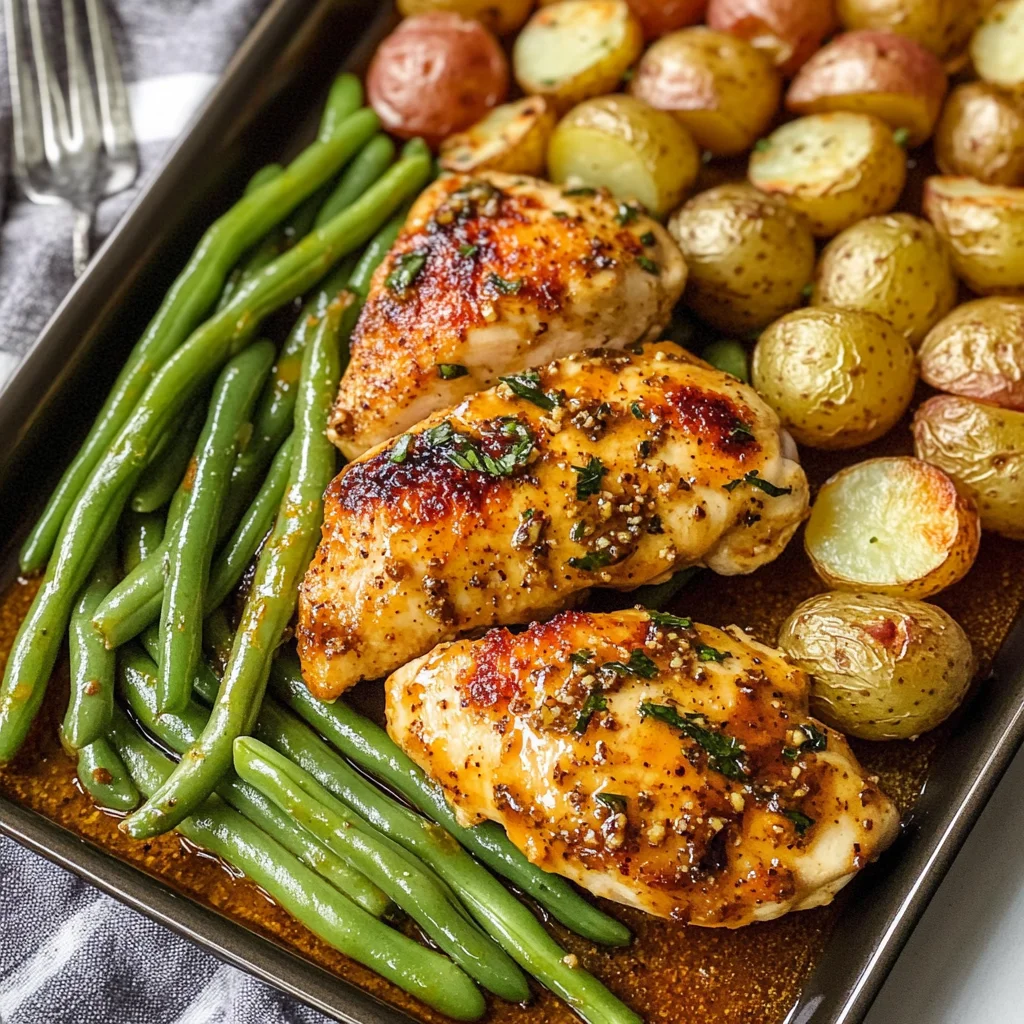 Sheet Pan Honey Mustard Chicken, Beans and Potatoes