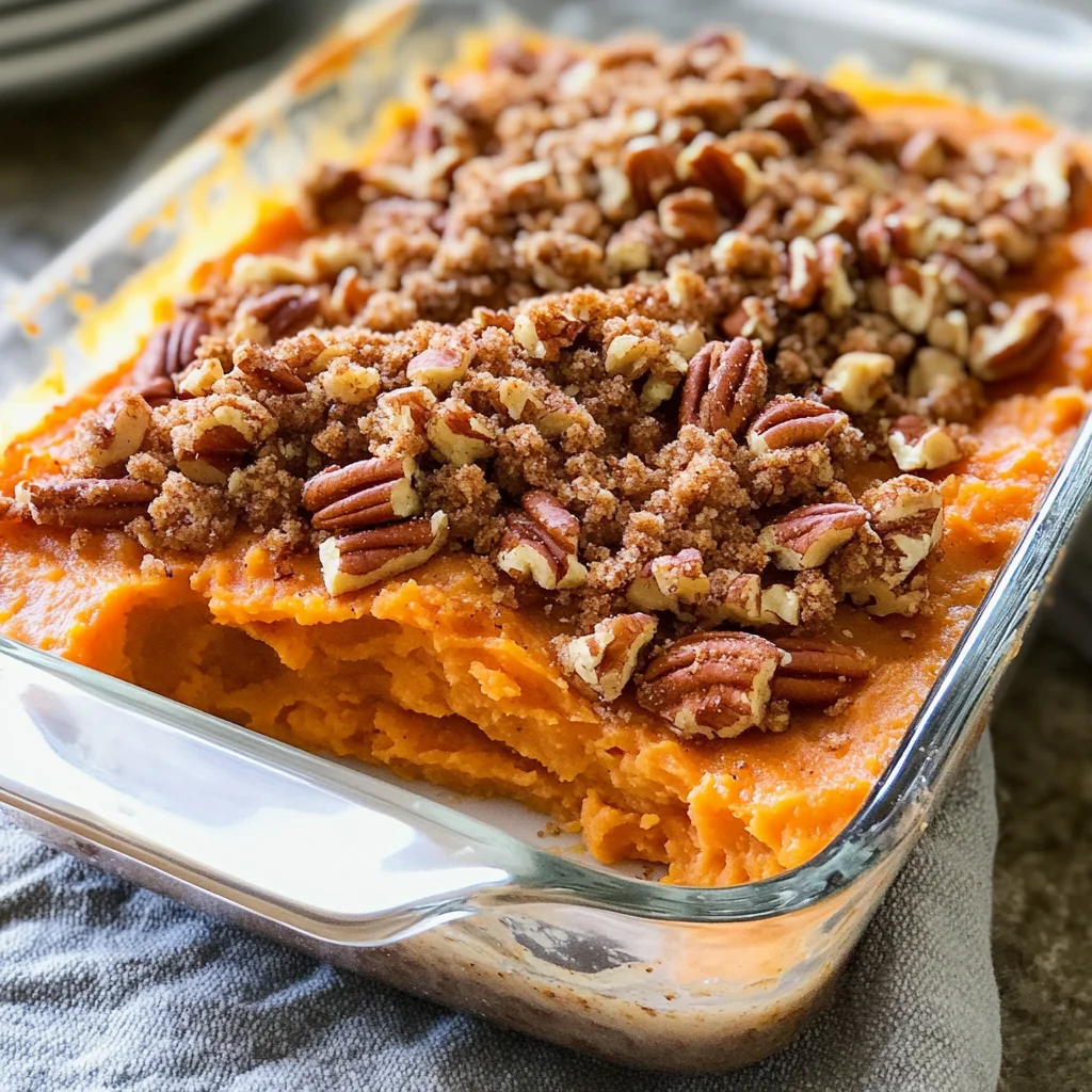 Sweet Potato Casserole with Pecan Topping