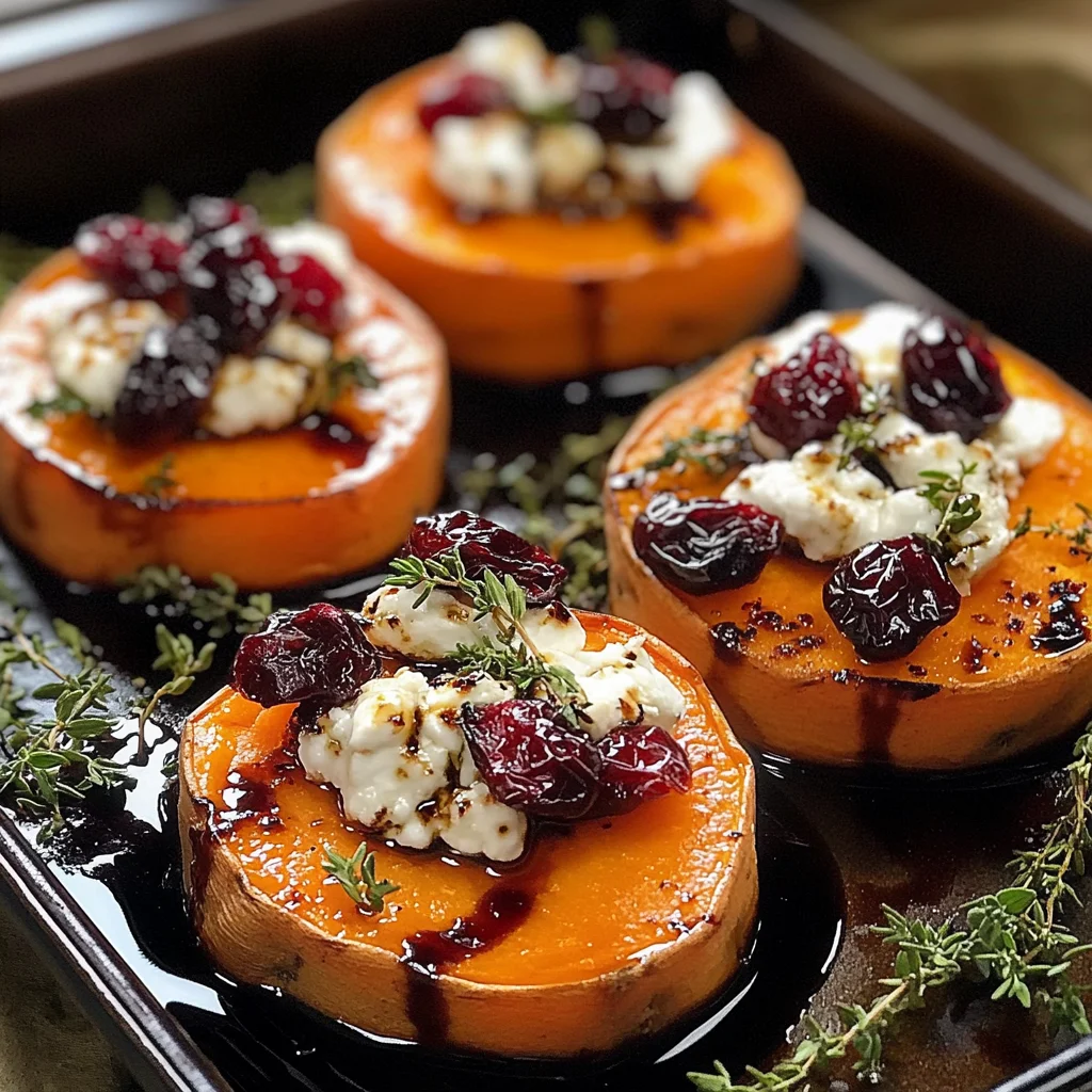 Sweet Potato Rounds with Goat Cheese & Cranberries