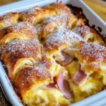 Ham And Cheese Croissant Breakfast Casserole