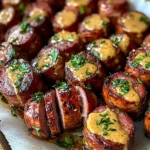 Mustard Hasselback Kielbasa Bites