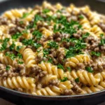 Beef and Rotini in Garlic Parmesan Sauce