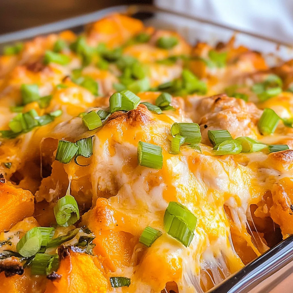Buffalo Chicken Sweet Potato Casserole