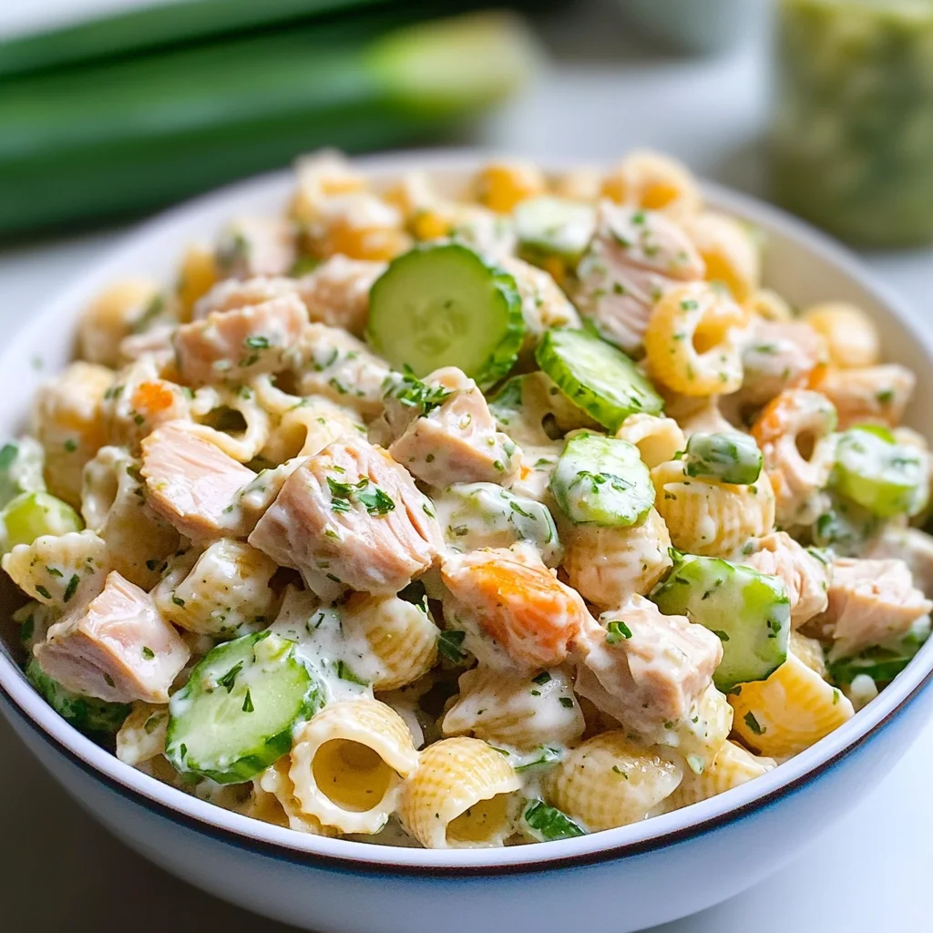 Dill Pickle Tuna Pasta Salad