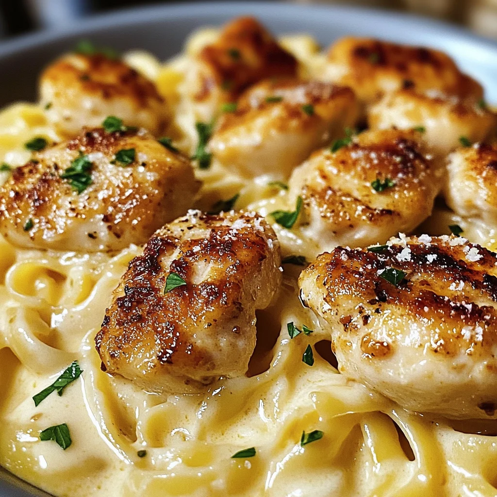 Garlic Butter Chicken Bites with Creamy Parmesan Pasta