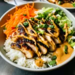 Grilled Thai Chicken Bowls with Peanut Sauce
