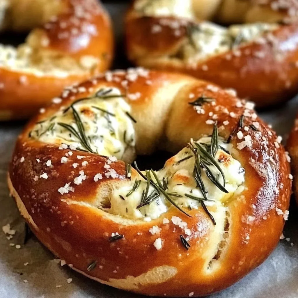 Mozzarella Stuffed Rosemary Parmesan Soft Pretzels Recipe