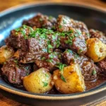 Slow Cooker Garlic Butter Beef with Potatoes