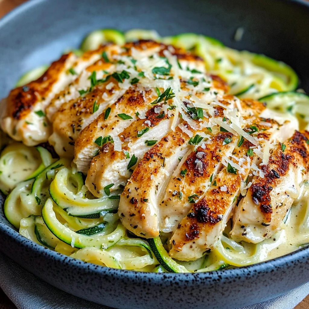 Zucchini Noodle Chicken Alfredo