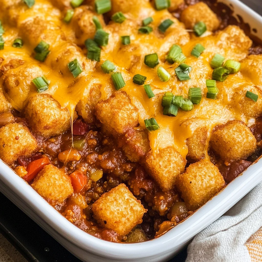Chili Cheese Tater Tot Casserole