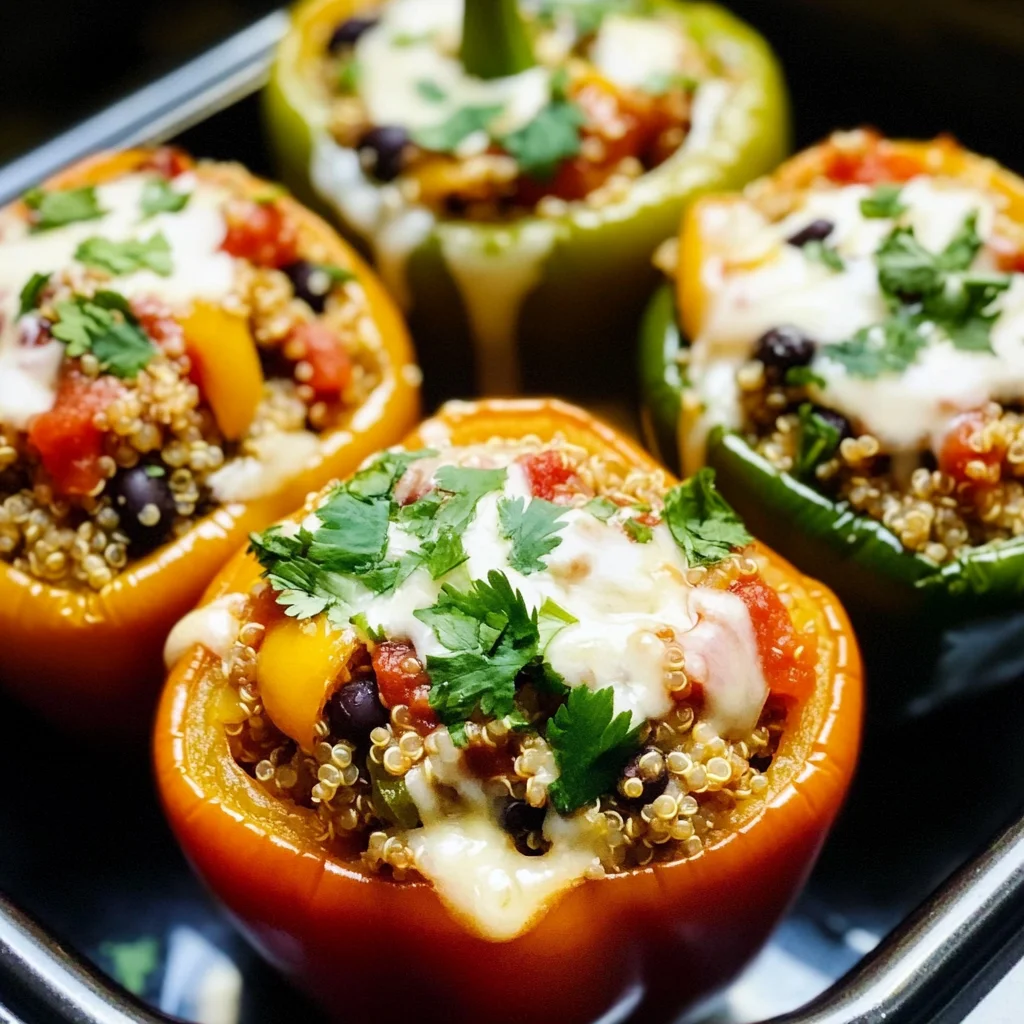 Quinoa Black Bean Crockpot Stuffed Peppers