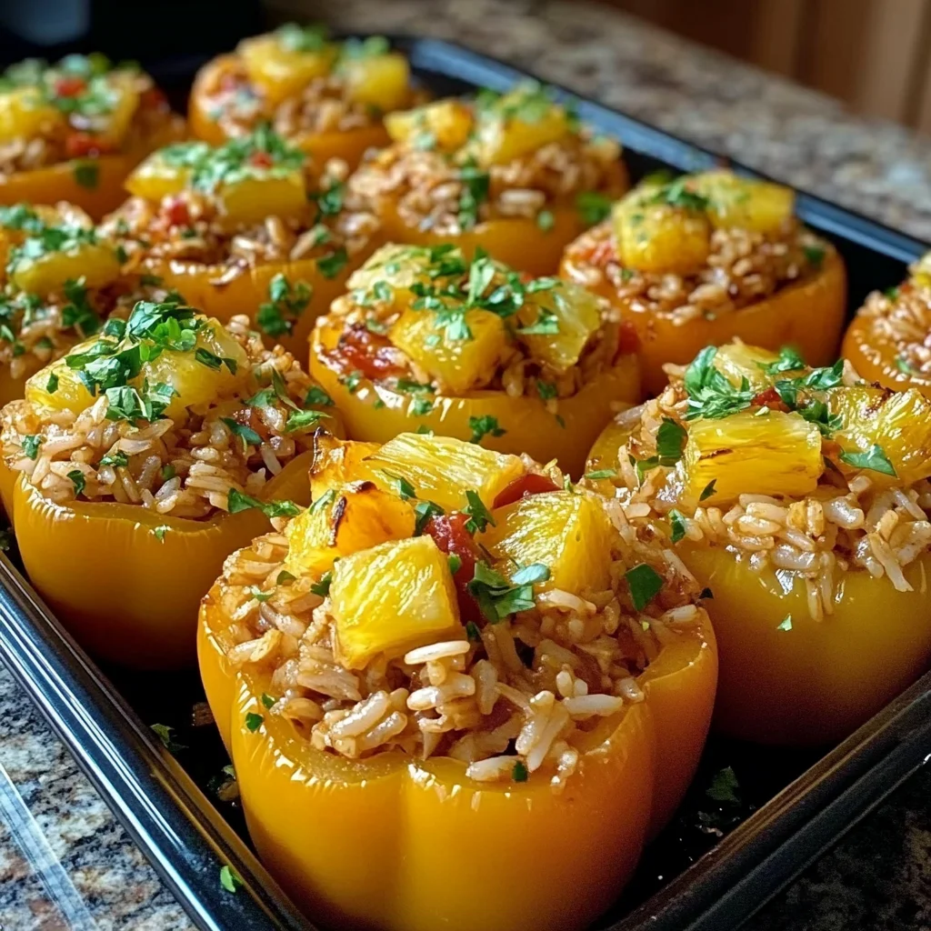 Teriyaki Pineapple Chicken and Rice Stuffed Peppers: A Sweet and Savory Meal