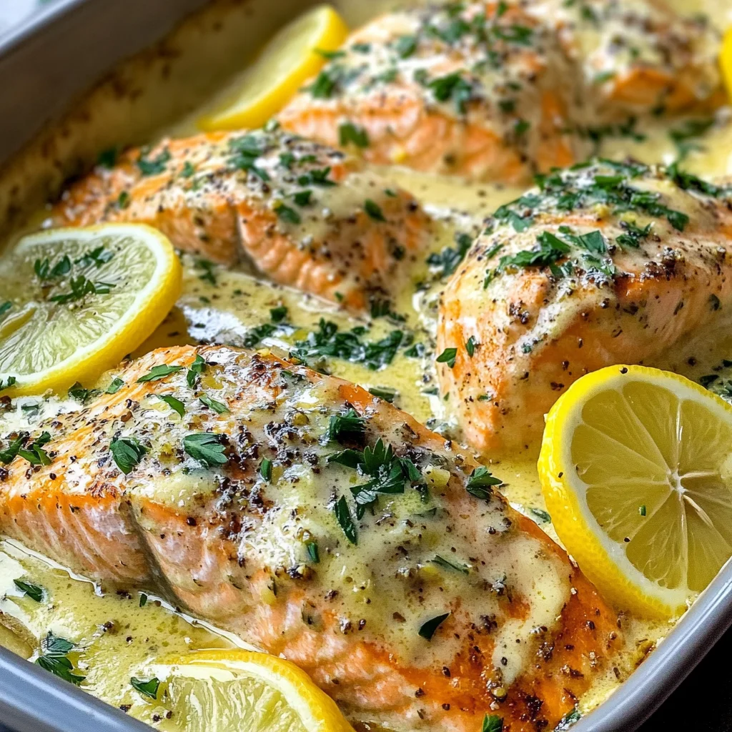 Baked Salmon with Lemon Butter Cream Sauce