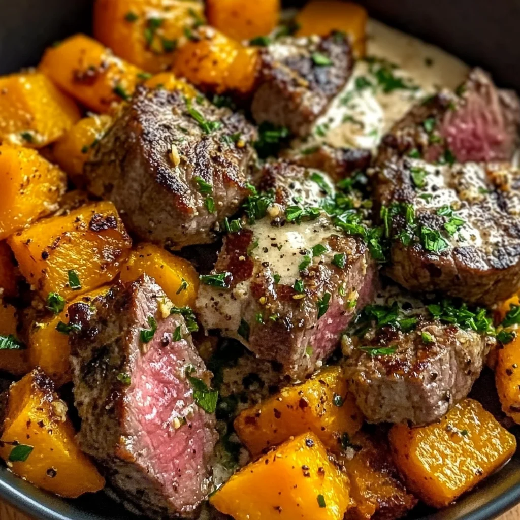 Butternut Squash & Garlic Herb Steak Bowls