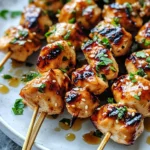 Easy Grilled Asian Chicken Skewers with Honey Garlic Sauce