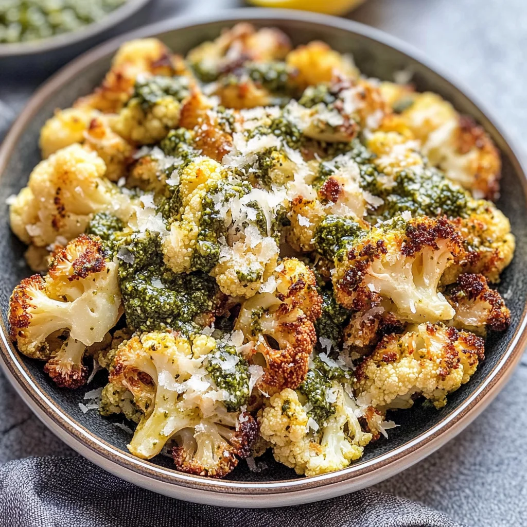 Parmesan Pesto Roasted Cauliflower