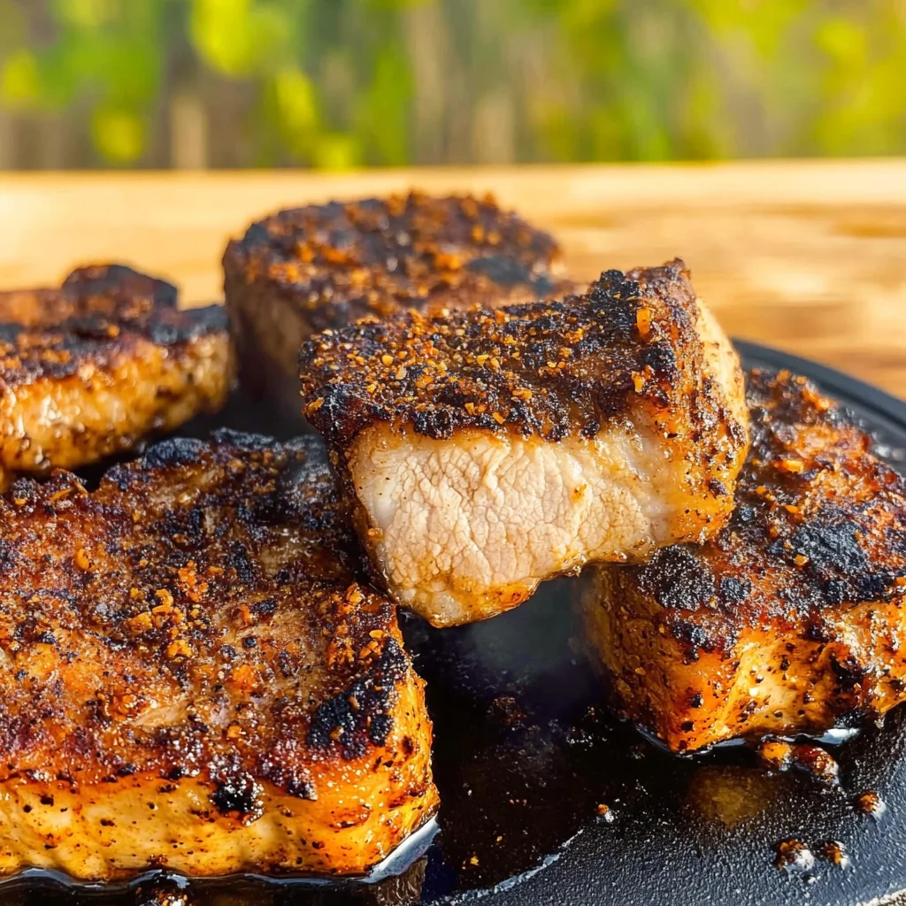 Blackened Pork Chops on the Blackstone