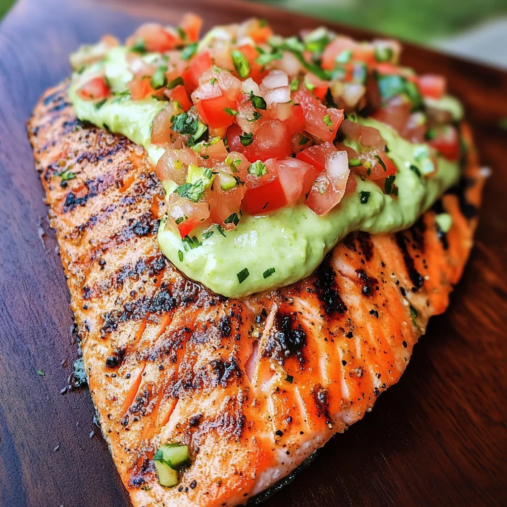 Grilled Salmon with Avocado Crema