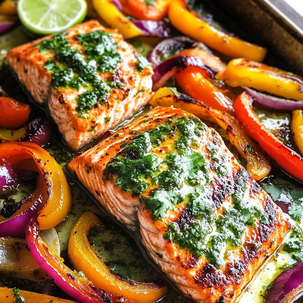 Sheet Pan Fajita Salmon with Cilantro Lime Butter