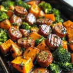 Sheet Pan Sausage and Sweet Potatoes with Honey Garlic Sauce