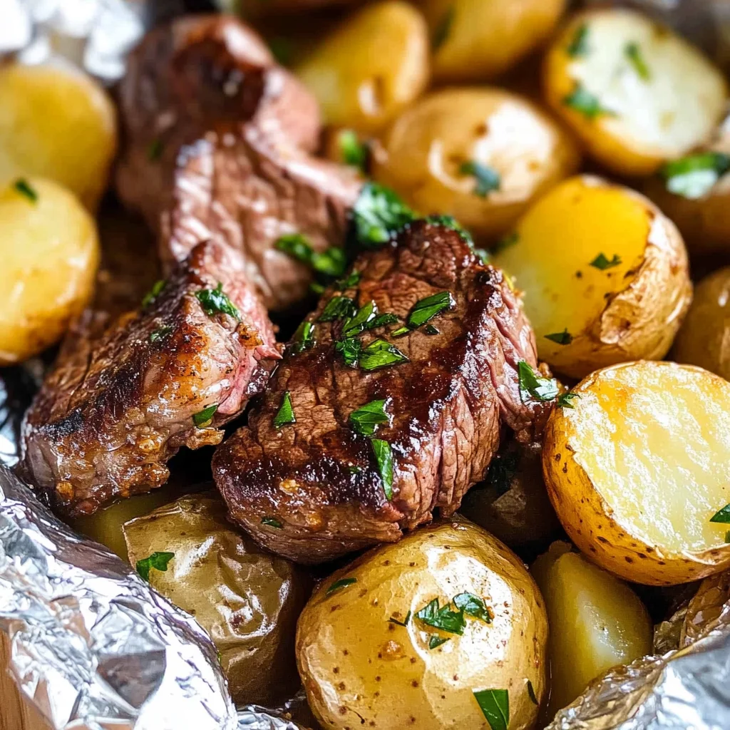 Garlic Butter Steak and Potato Foil Packets