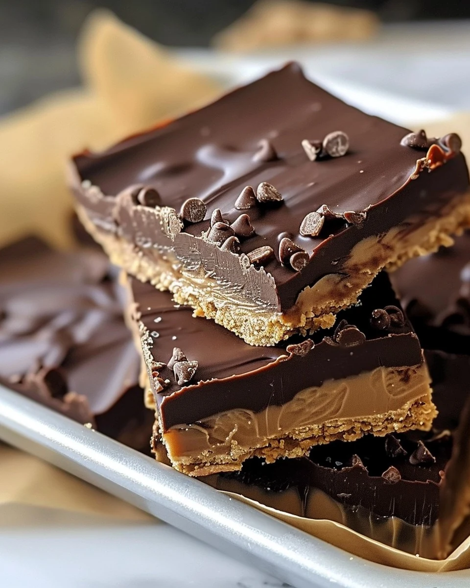 5-Ingredient Peanut Butter Chocolate Bars No-Bake Recipe finished dish