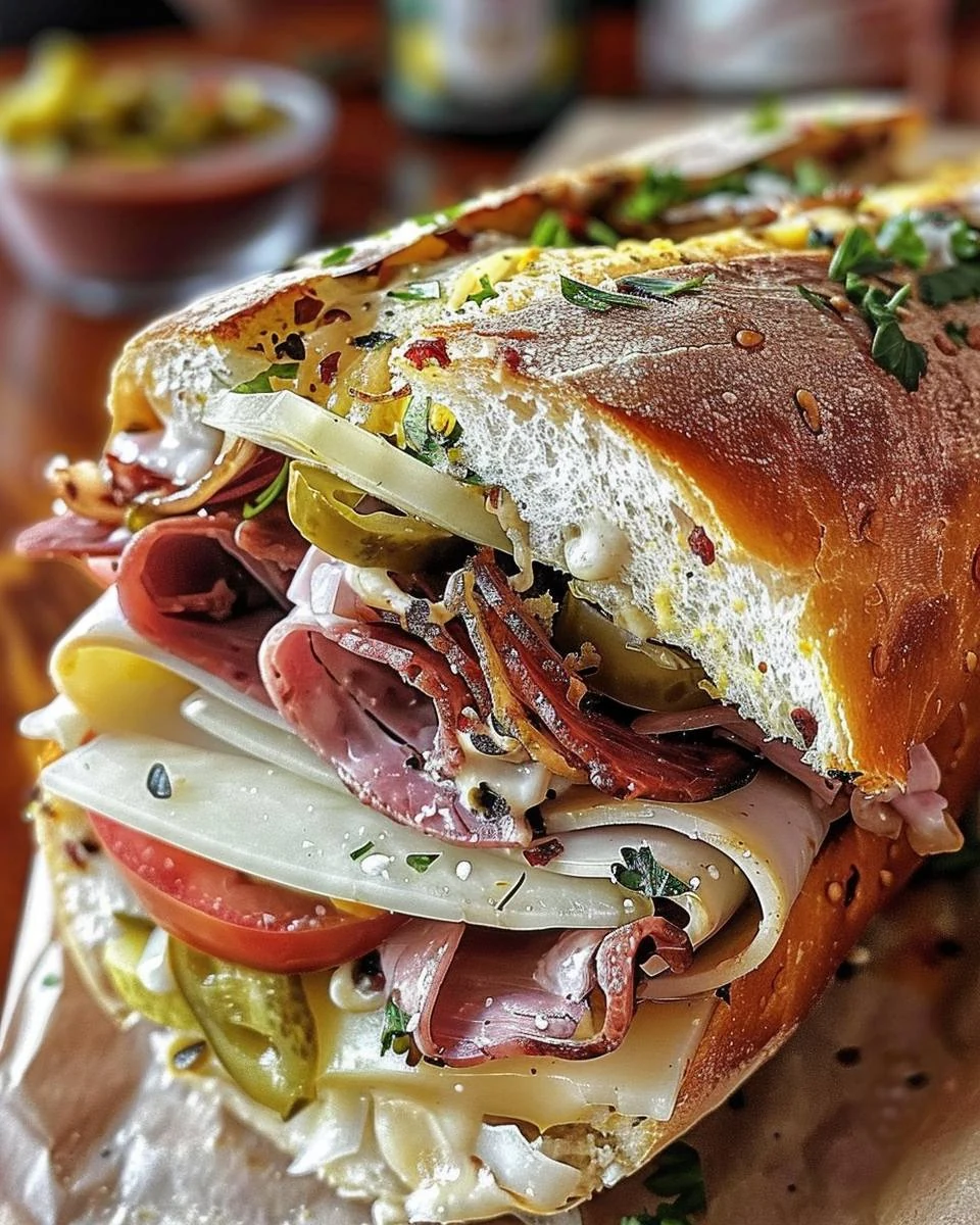Authentic New Orleans Classic Muffaletta Sandwich Recipe finished dish