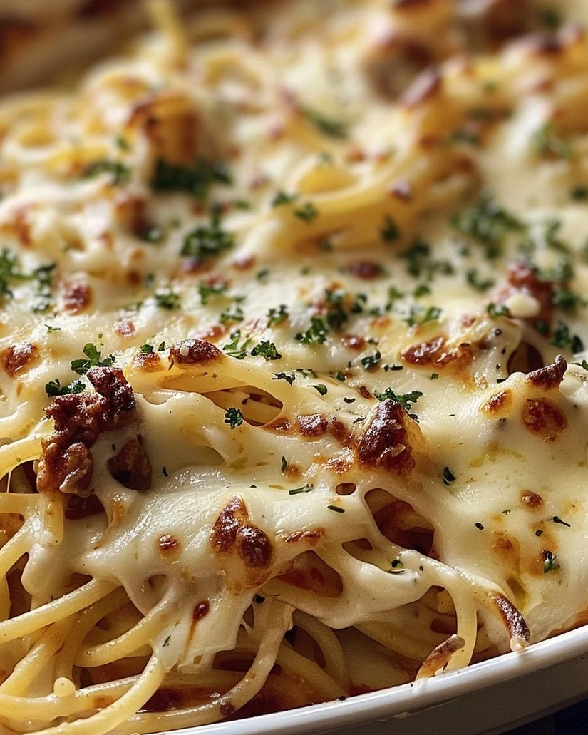 Baked Cream Cheese Spaghetti is the ultimate comfort mealperfect for any weekday dinner finished dish