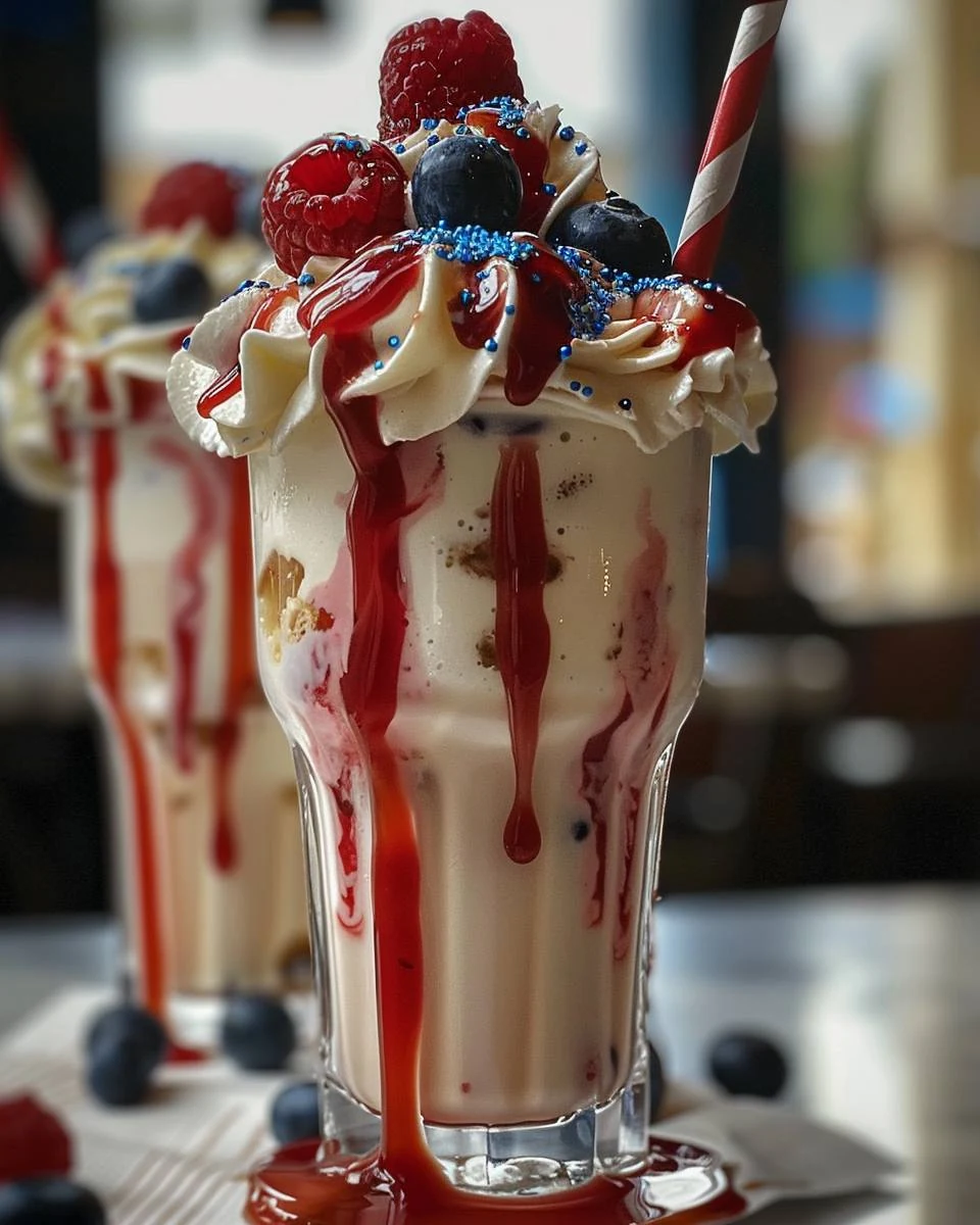 Celebrate with Festive 4th of July Milkshakes finished dish