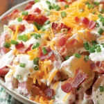 Cheesy Bacon Ranch Potato Salad - A Creamy Summer Delight finished dish