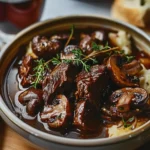 Classic French Beef Stew with Mushrooms Recipe finished dish